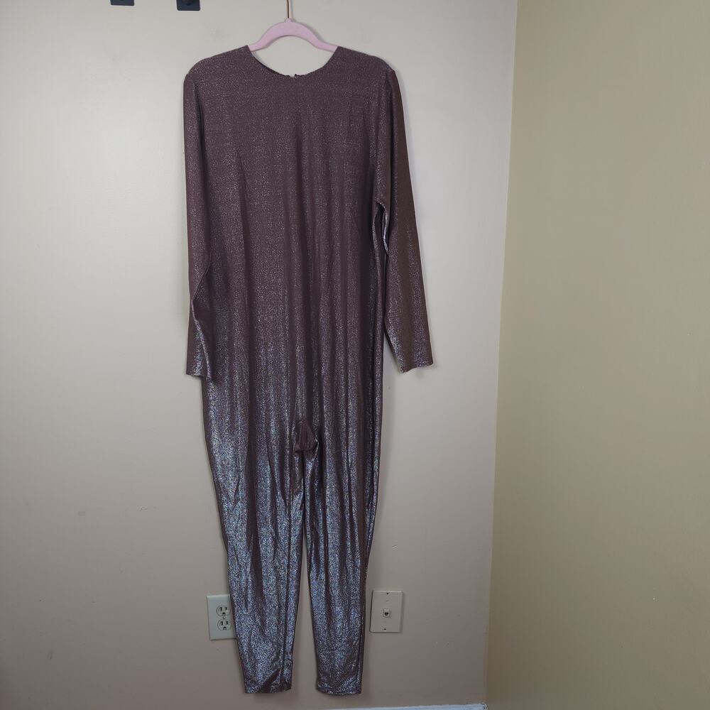 SKIMS Shimmer Catsuit Semi-Sheer Cocoa High Crew Neckline Size 4X